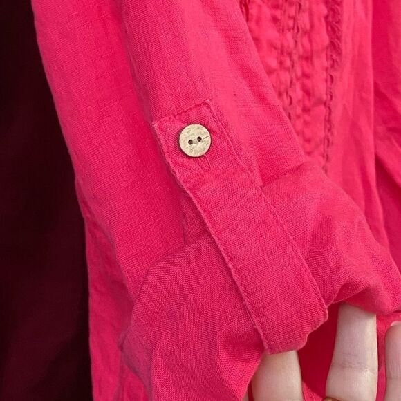Soft Surroundings Womens Pink 100% Linen Tab Sleeve Top, Size XS - Picture 4 of 6